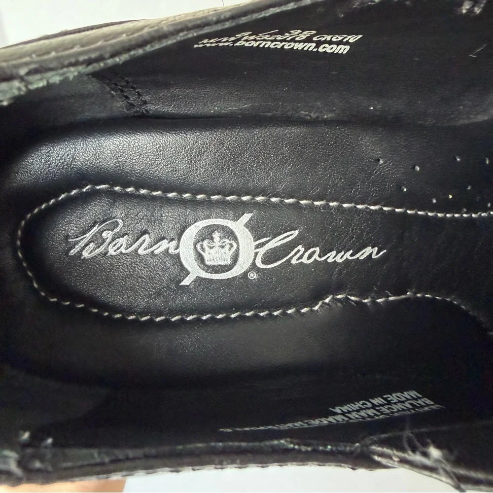 Born Crown Black Leather 3‎ Inch Heels Granny Witchy Academia Women’s 8